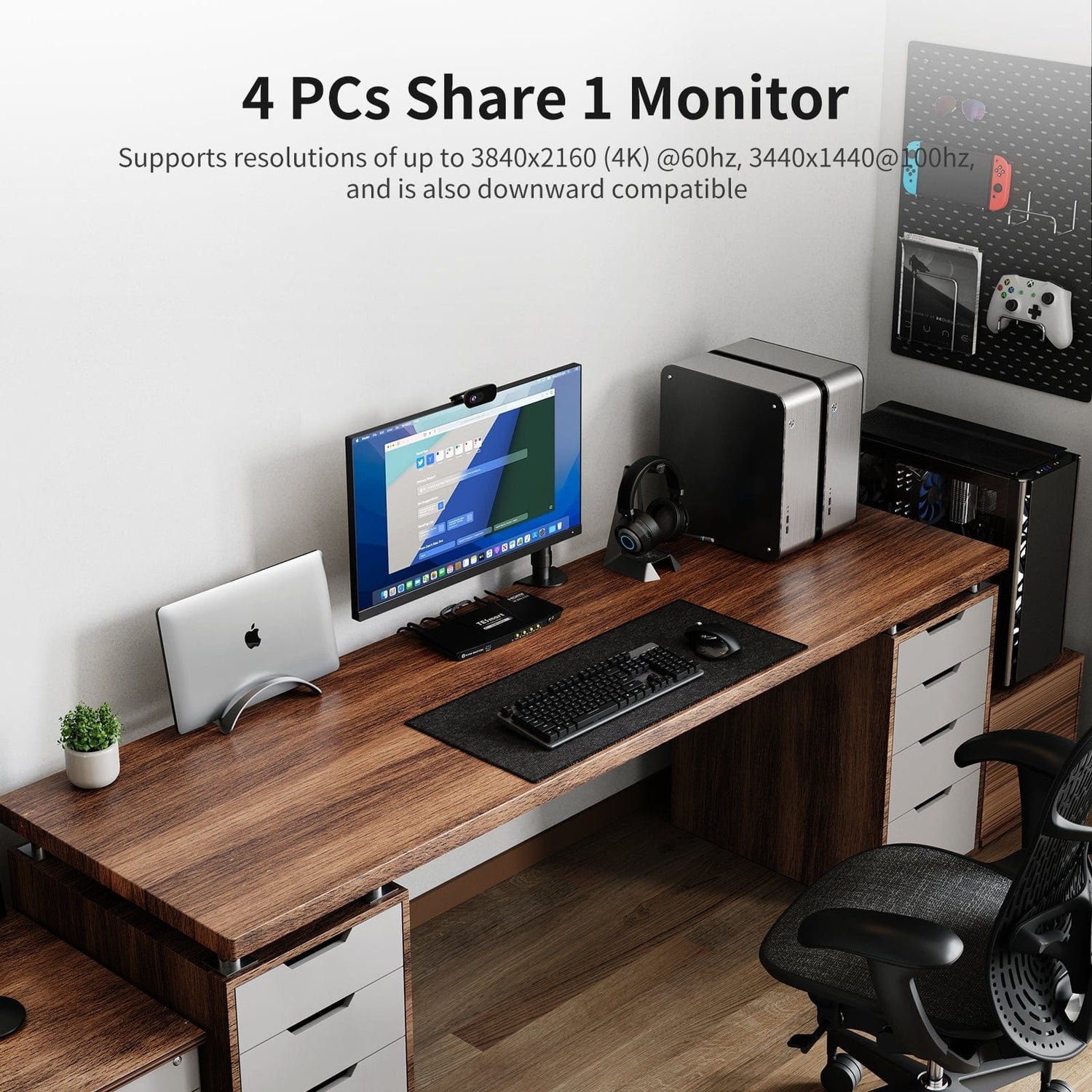 TESmart HDMI KVM Switch 4 Port Support Switching USB 3.0 Port Keyboard Mouse Pass Through 4x1 KVM Selector