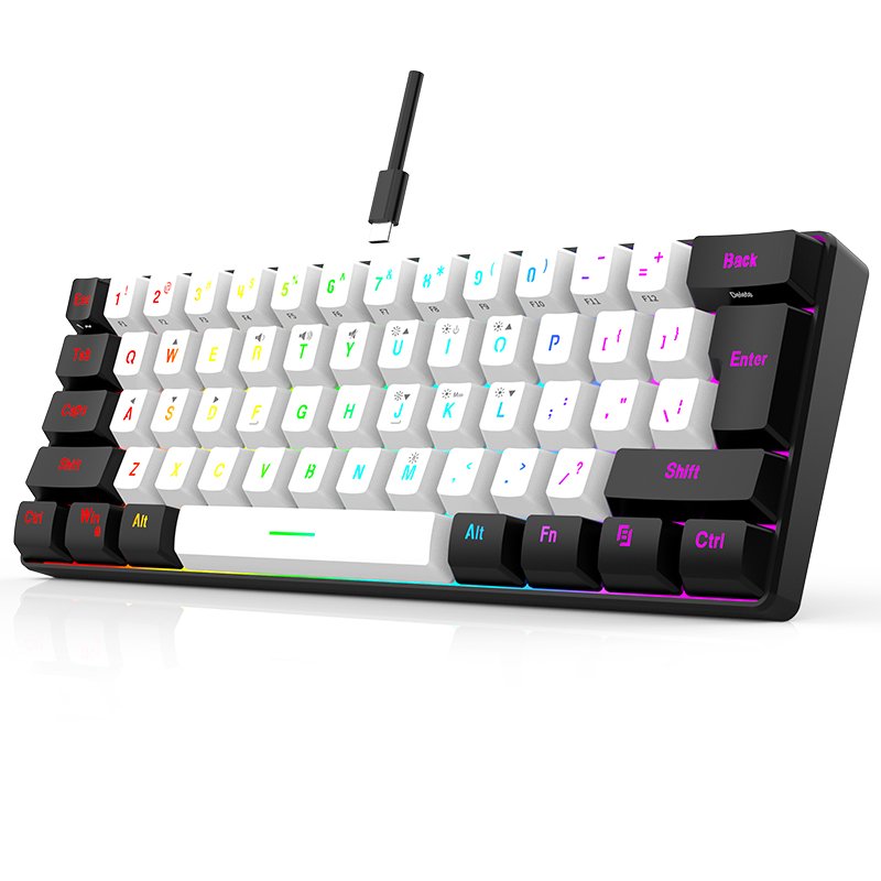 Hot selling portable 61 key gaming keyboard 60% Gamer RGB backlit wired mechanical feel keyboard customization