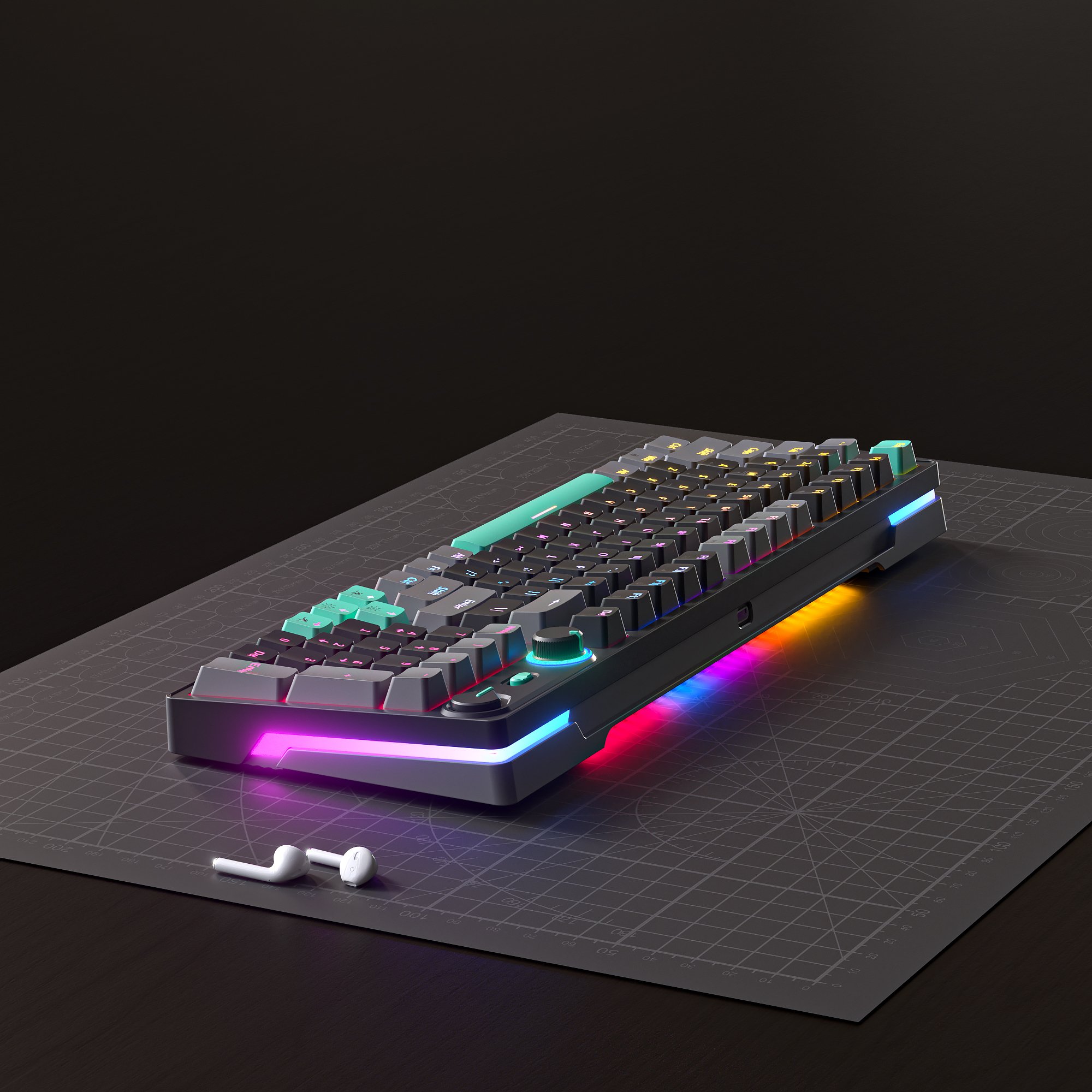 2024 Hot 3 Mode 2.4G BT Mechanical Keyboard Two-color Injection Molding Keycap Gaming Keyboard with Light