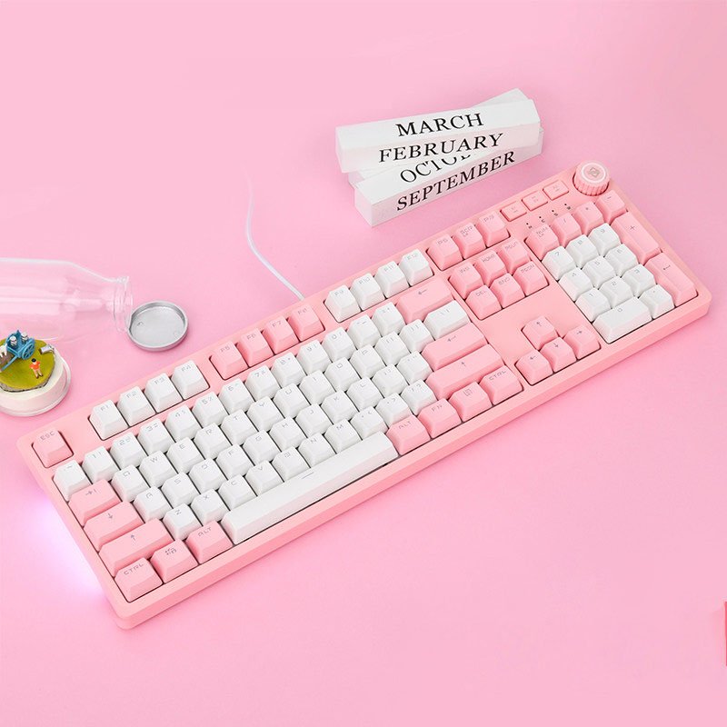 AJAZZ AK515 Wired Mechanical Gaming Keyboard 104 Keys PBT Backlight custom Keycap Red Switch Multimedia keyboard