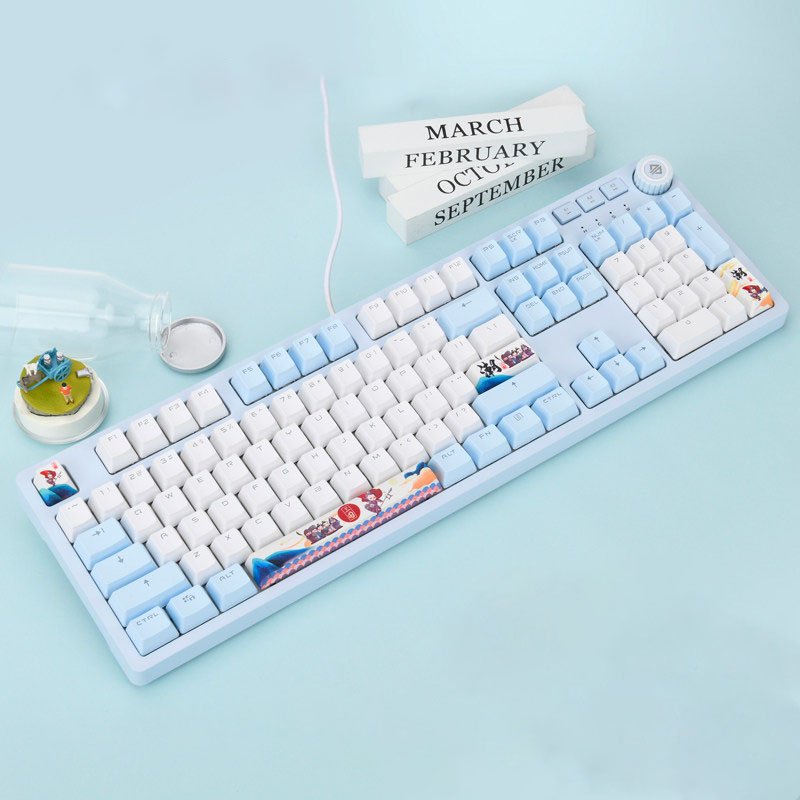 AJAZZ AK515 Wired Mechanical Gaming Keyboard 104 Keys PBT Backlight custom Keycap Red Switch Multimedia keyboard
