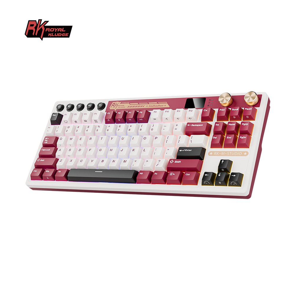 RK ROYAL KLUDGE RK M87 Mechanical Keyboard Wireless/Bluetooth/2.4G/USB-C Hot-Swappable Gasket Gamer Keyboard with TFT