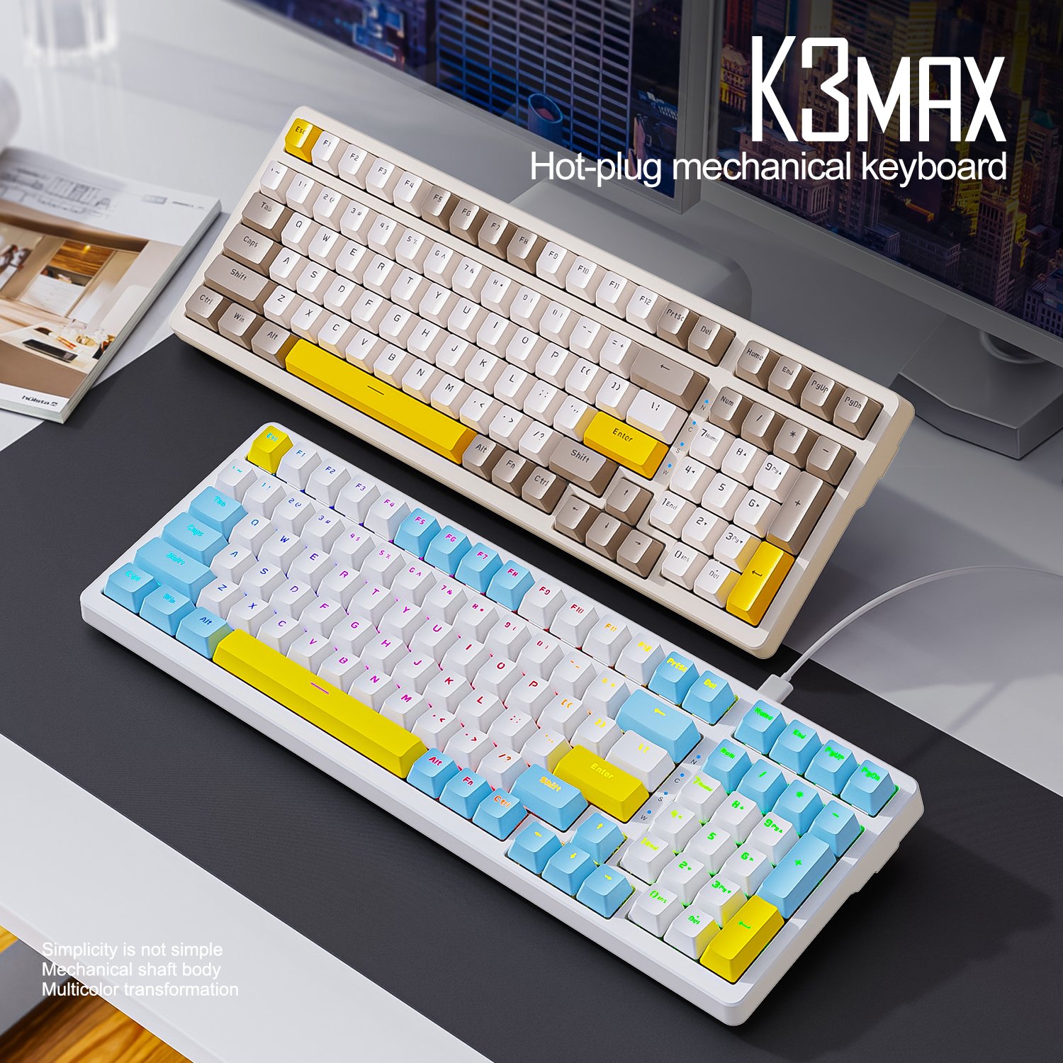 ZIYOULANG K3MAX Direct Wholesale Mechanical Keyboard Customized E-Sports Gasket Structure Wired Hot Swap Keyboard