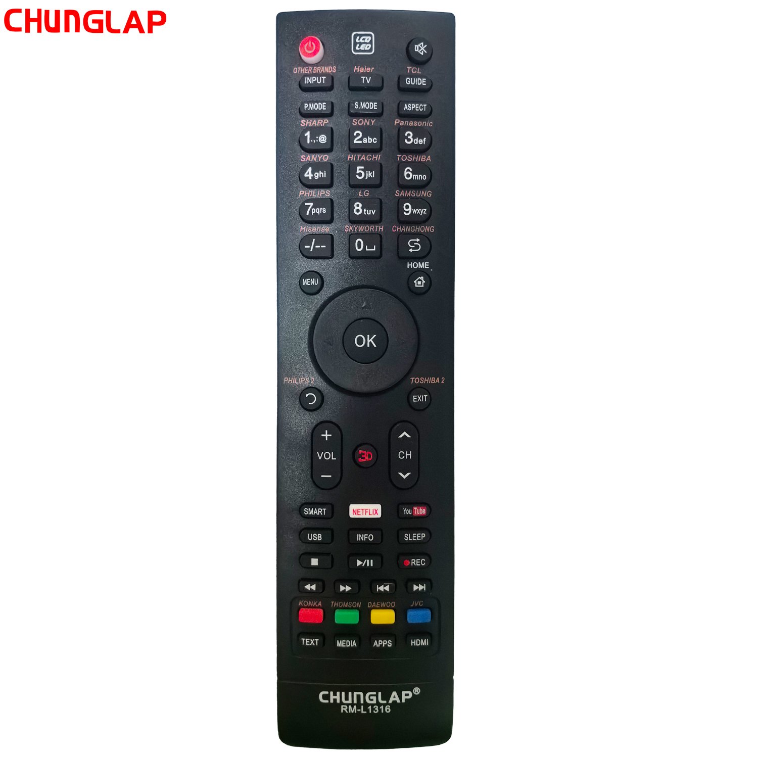 RM-L1316 All Brand LCD LED HDTV 3D Smart Universal TV Remote Control RM-L1316