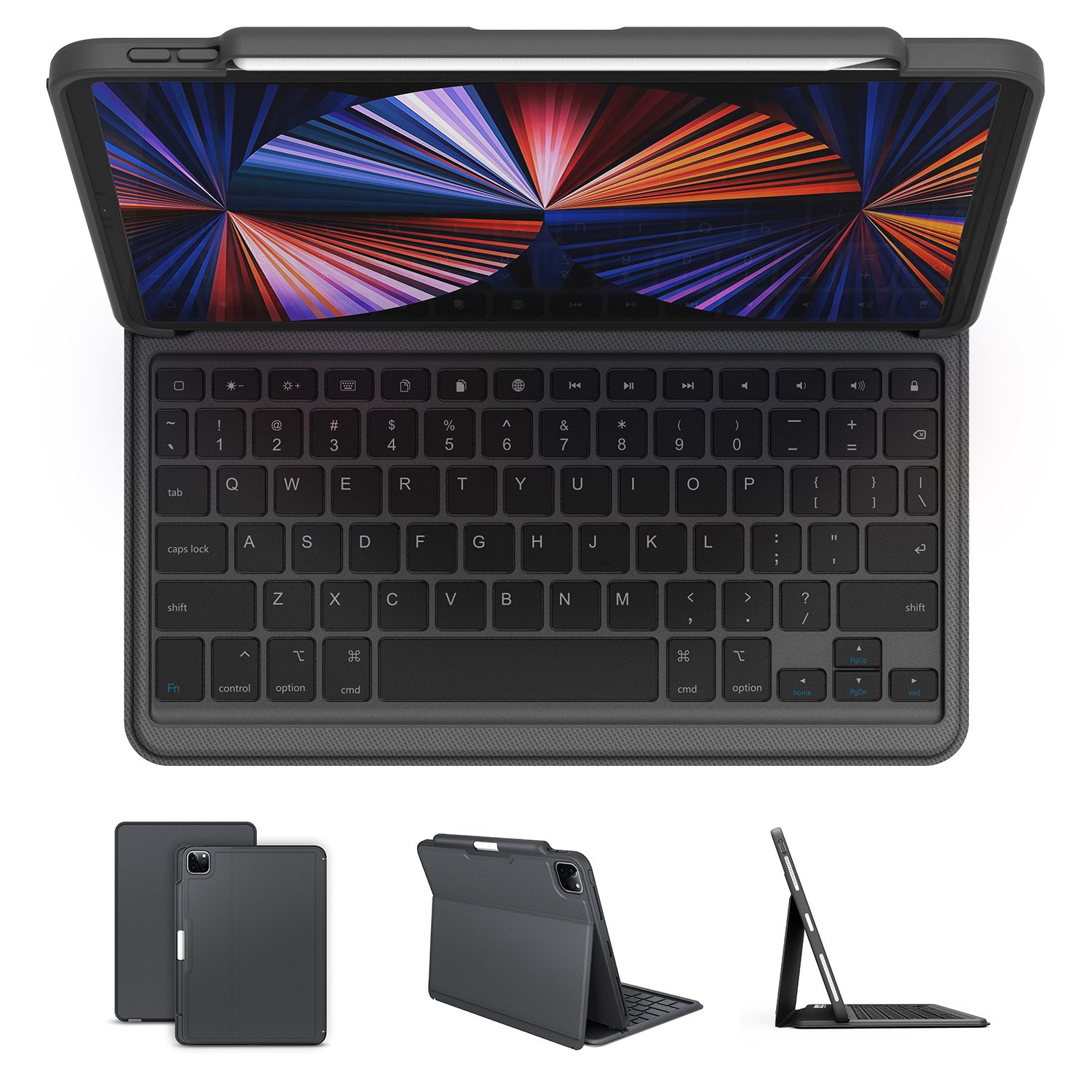 New Integrated Smart Shockproof Waterproof Pencil holder Wireless Keyboard case for iPad Pro 12.9 inch 2024 2020 2018