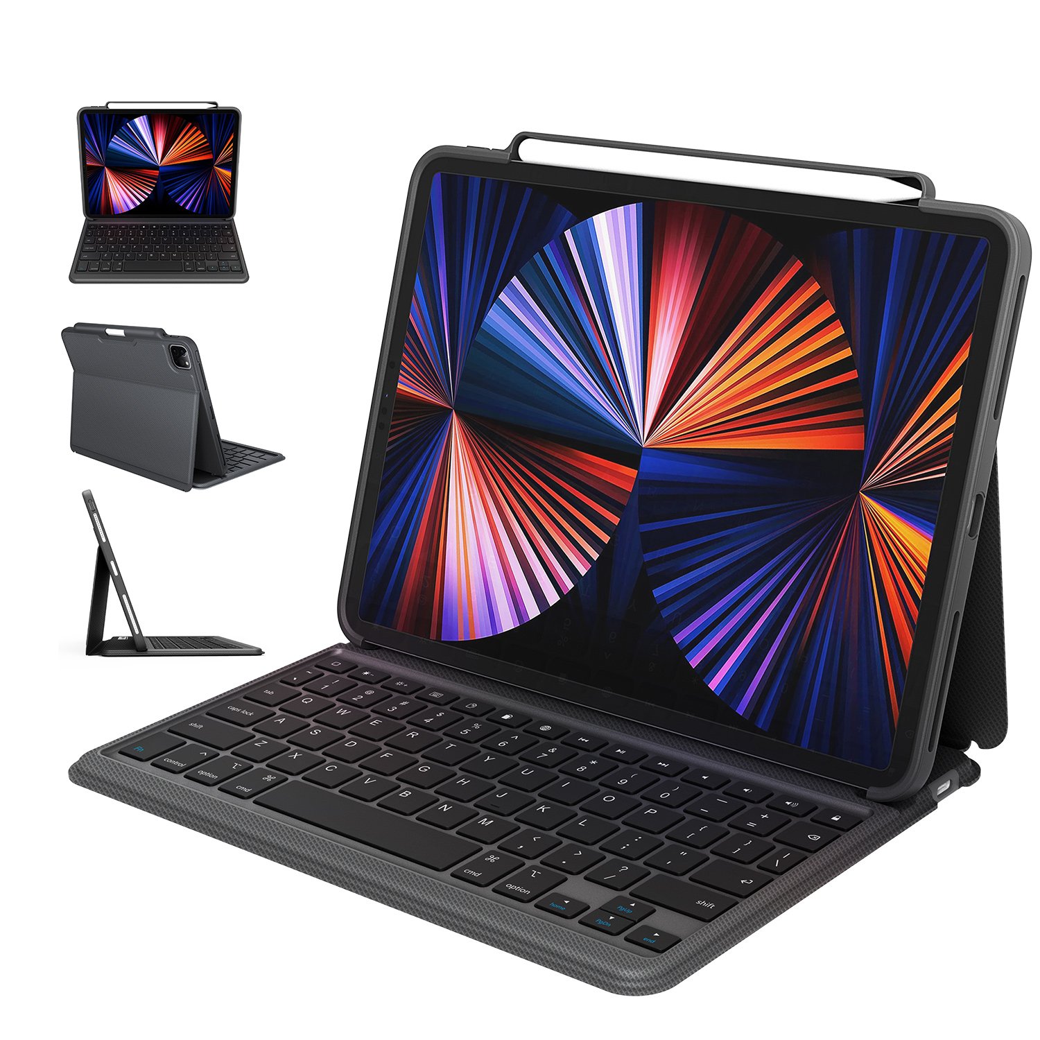 New Integrated Smart Shockproof Waterproof Pencil holder Wireless Keyboard case for iPad Pro 12.9 inch 2024 2020 2018