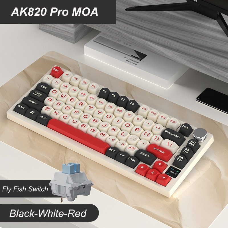 Ajazz AK820Pro 75% Gasket Gaming BT Wired USB RGB 2.4G Wireless Mechanical keyboard with Screen