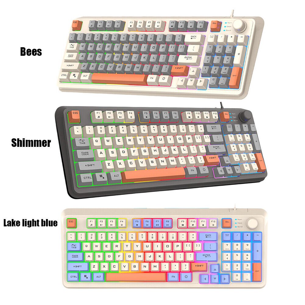 Luminous Keyboard RGB Light Wired Keypad 94 Keys for Notebook Laptop Desktop