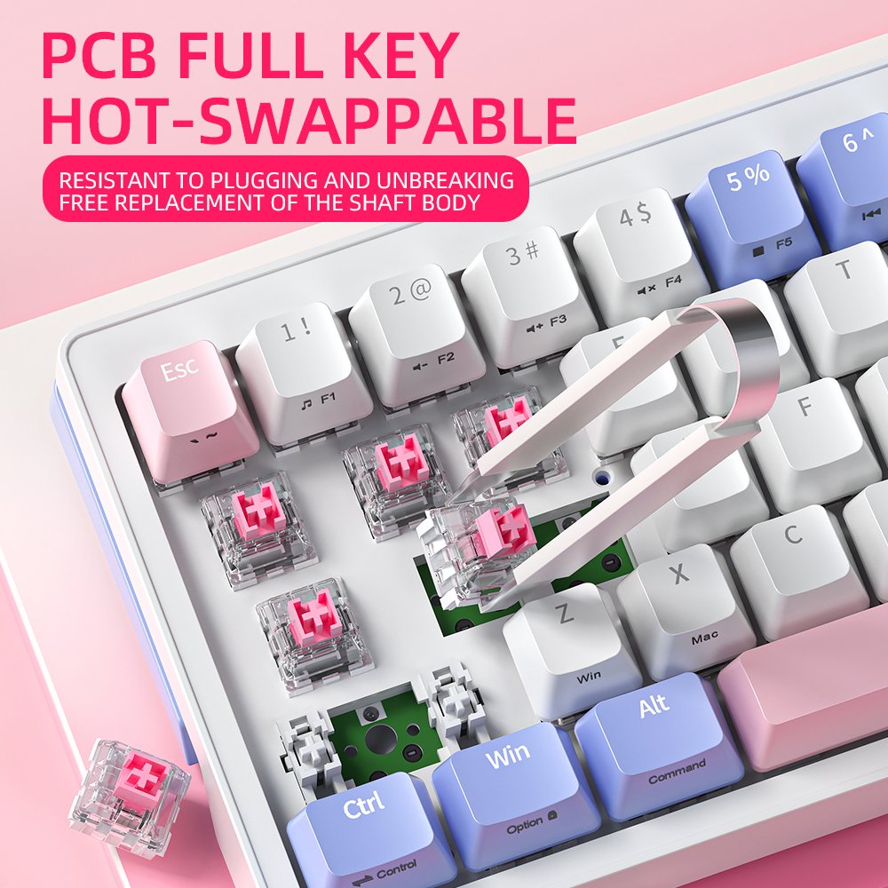 gaming keyboard Hot Swappable 2.4G Wireless BT Wired Rgb Yellow Switch mekanik klavye Mechanical Keyboard