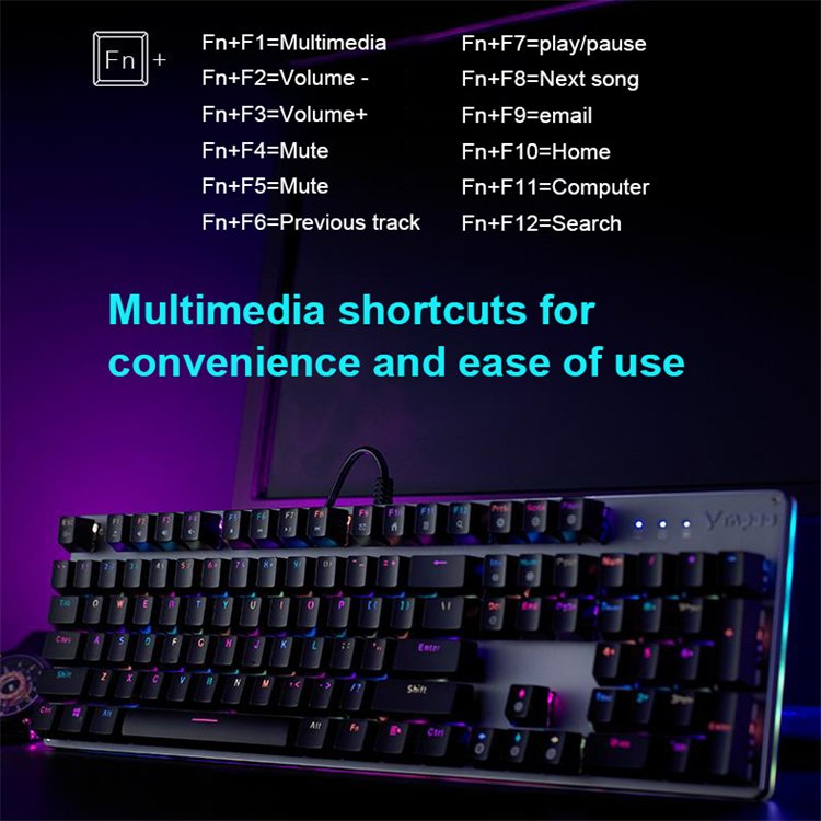 Rapoo V520 RGB Original 104Key Wired Led Waterproof Gaming Mechanical Keyboard Hotswap Switch For Backlit