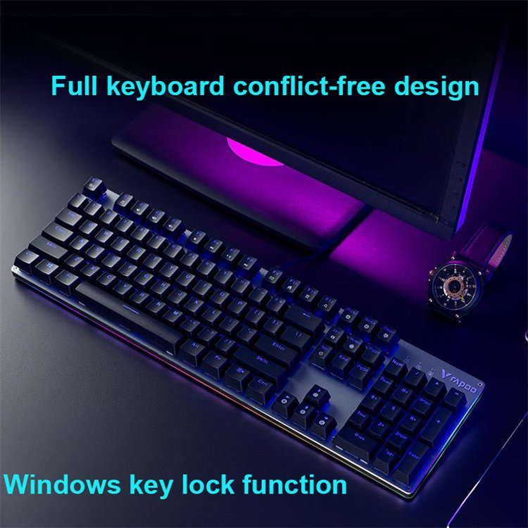 Rapoo V520 RGB Original 104Key Wired Led Waterproof Gaming Mechanical Keyboard Hotswap Switch For Backlit