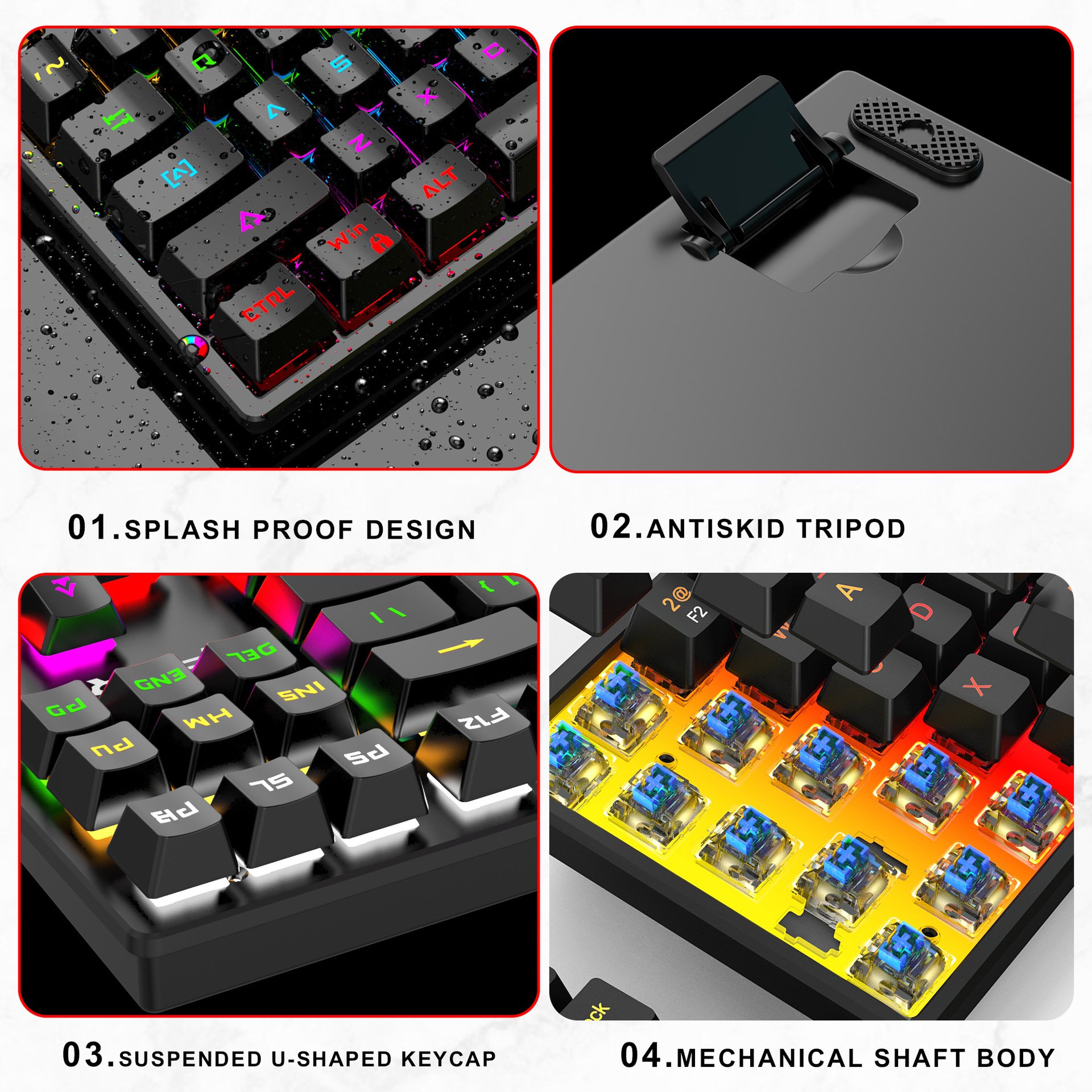 Custom RGB Mini 60% Gaming Mechanical Keyboard Computer Laptop PC Teclado Gamer for PC & Laptop Computer Gaming Keyboards