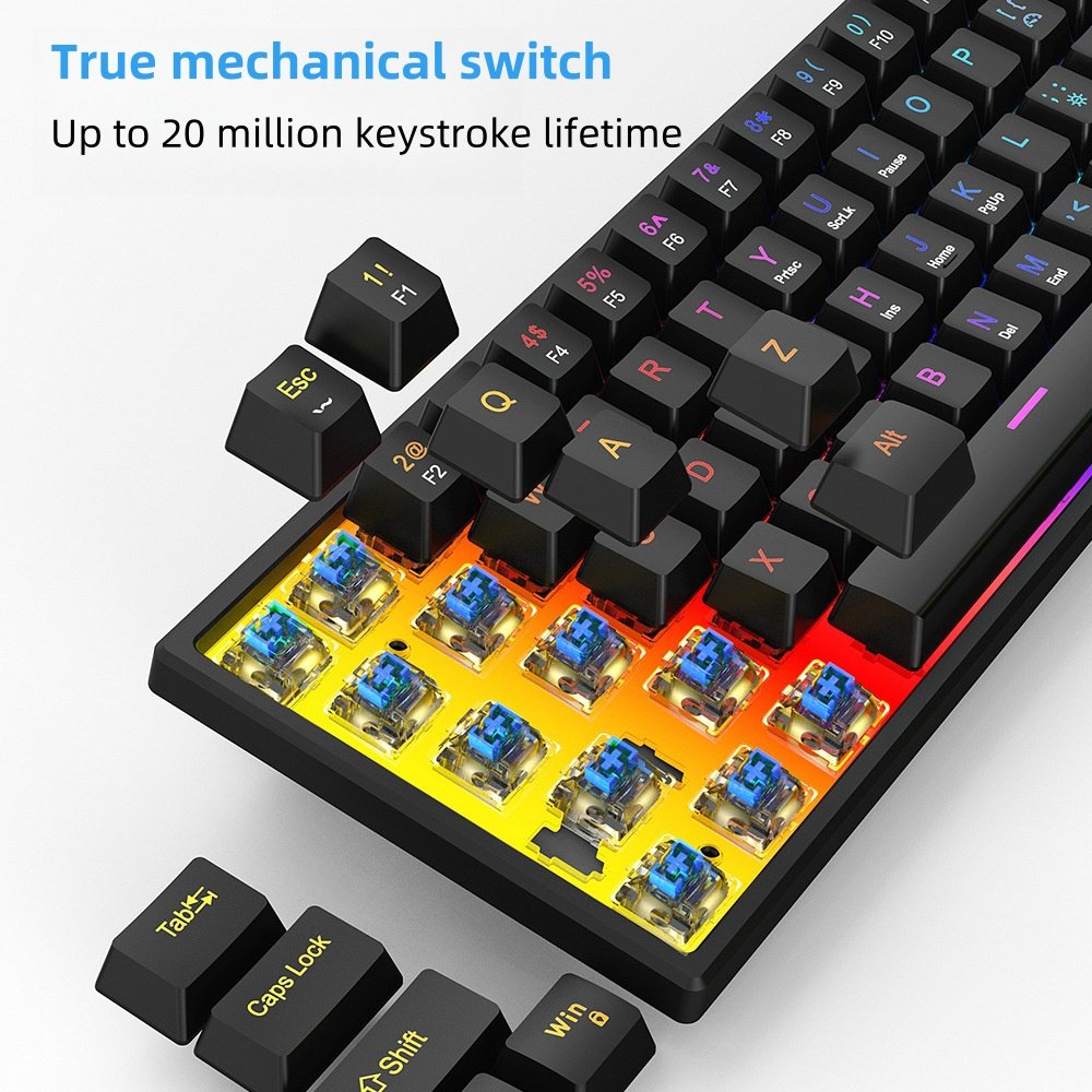 Custom RGB Mini 60% Gaming Mechanical Keyboard Computer Laptop PC Teclado Gamer for PC & Laptop Computer Gaming Keyboards