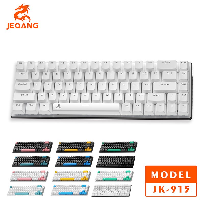 Jeqang 68-Keys Wired Mechanical Keyboard USB Interface Multiple Colors Compatible with PC Laptop Red Switch for Game Office Use