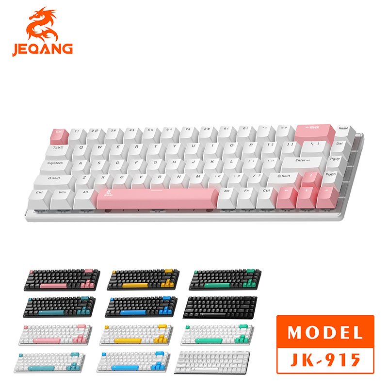 Jeqang 68-Keys Wired Mechanical Keyboard USB Interface Multiple Colors Compatible with PC Laptop Red Switch for Game Office Use