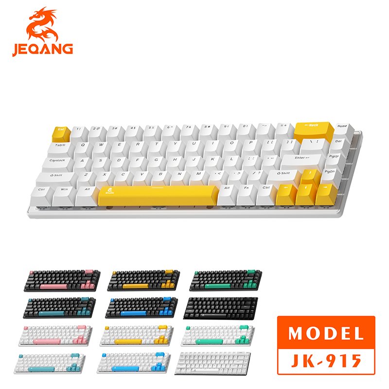 Jeqang 68-Keys Wired Mechanical Keyboard USB Interface Multiple Colors Compatible with PC Laptop Red Switch for Game Office Use