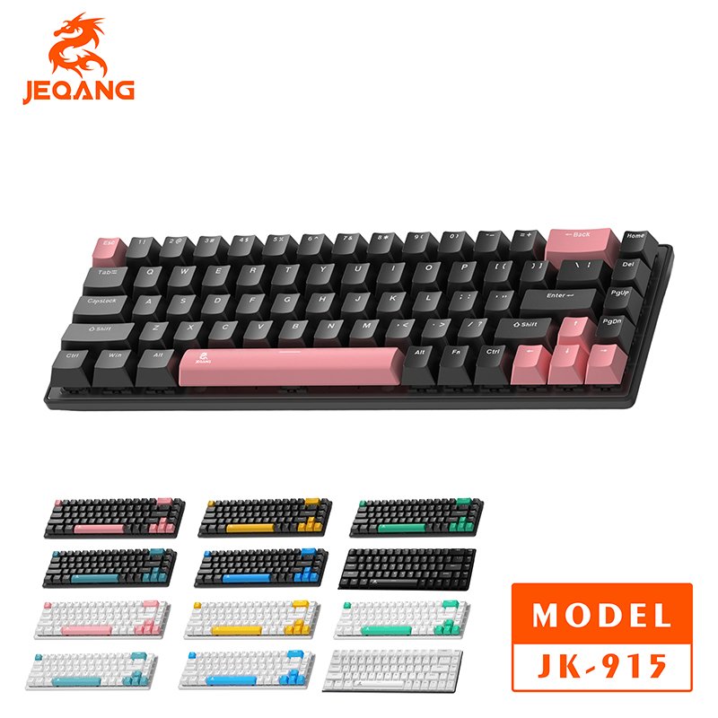 Jeqang 68-Keys Wired Mechanical Keyboard USB Interface Multiple Colors Compatible with PC Laptop Red Switch for Game Office Use