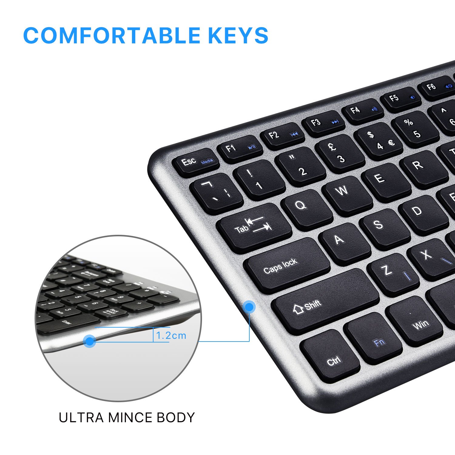 Factory Price Good Quality thin lightweight 2.4Ghz wireless mouse keyboard combo UK ES layout for computer laptop
