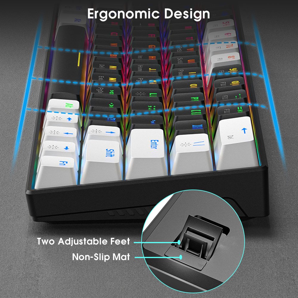 61 Keys 60 Percent Wired Mechanical Keyboard 60% RGB Gaming Keyboard For Computer PC Keyboard with Backlit