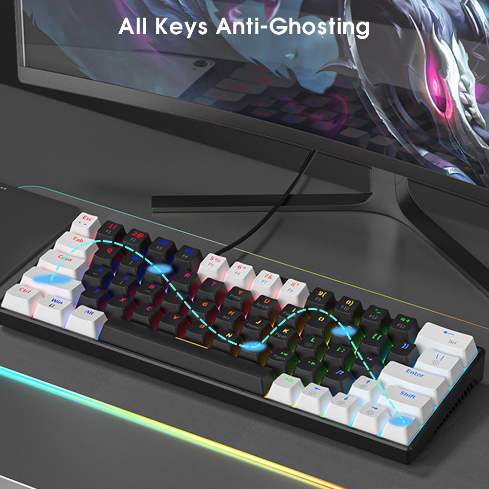 61 Keys 60 Percent Wired Mechanical Keyboard 60% RGB Gaming Keyboard For Computer PC Keyboard with Backlit