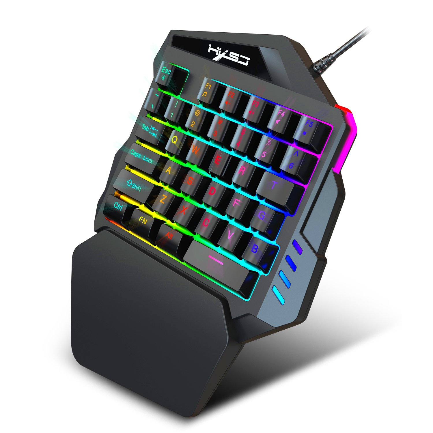 V100 Multicolor Colorful 35 keys One-Handed Keyboard RGB Backlit Membrane Keyboard Computer Gaming Wired Keyboard