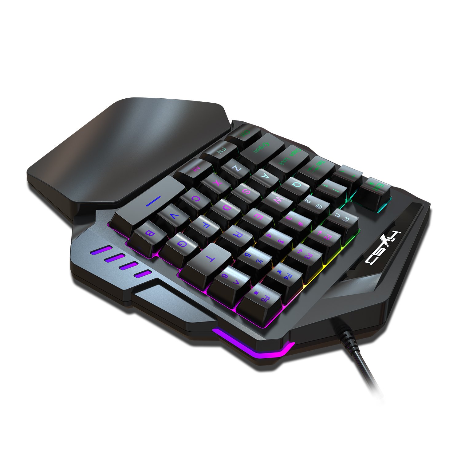 V100 Multicolor Colorful 35 keys One-Handed Keyboard RGB Backlit Membrane Keyboard Computer Gaming Wired Keyboard