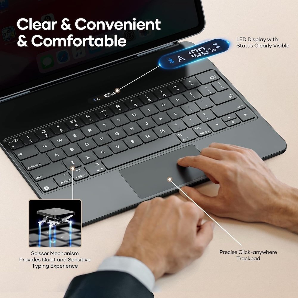 Industry-Leading Portable Mini Wireless Tablet Keyboard Case Slim Magnetic Cover Backlight for iPad Pro 12.9-Inch