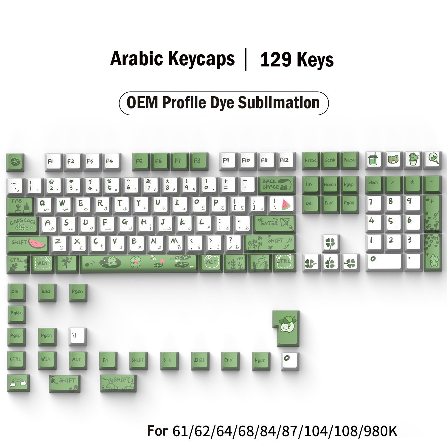 Wholesale multitype XDA keycap Cherry OEM profile dye sublimation PBT Keycaps customized keyboard switch Arabic keycaps