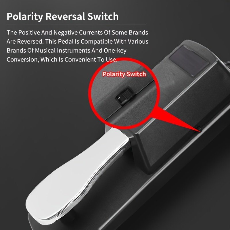 Piano Sustain Pedal,Keyboard Sustain Pedal for Digital Piano With Polarity Switch and Anti-Slip Rubber Bottom For MIDI Keyboards