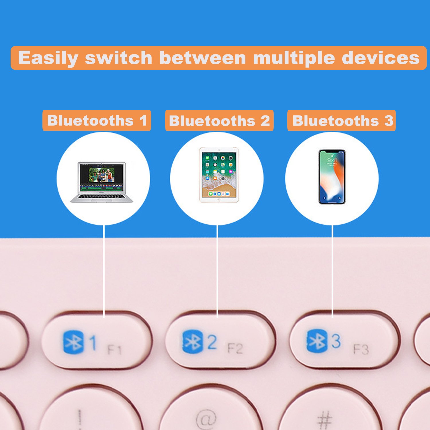 Easy-Switch Up To 3 Devices Wireless Bk380 Multi-Device Bluetooths Keyboard