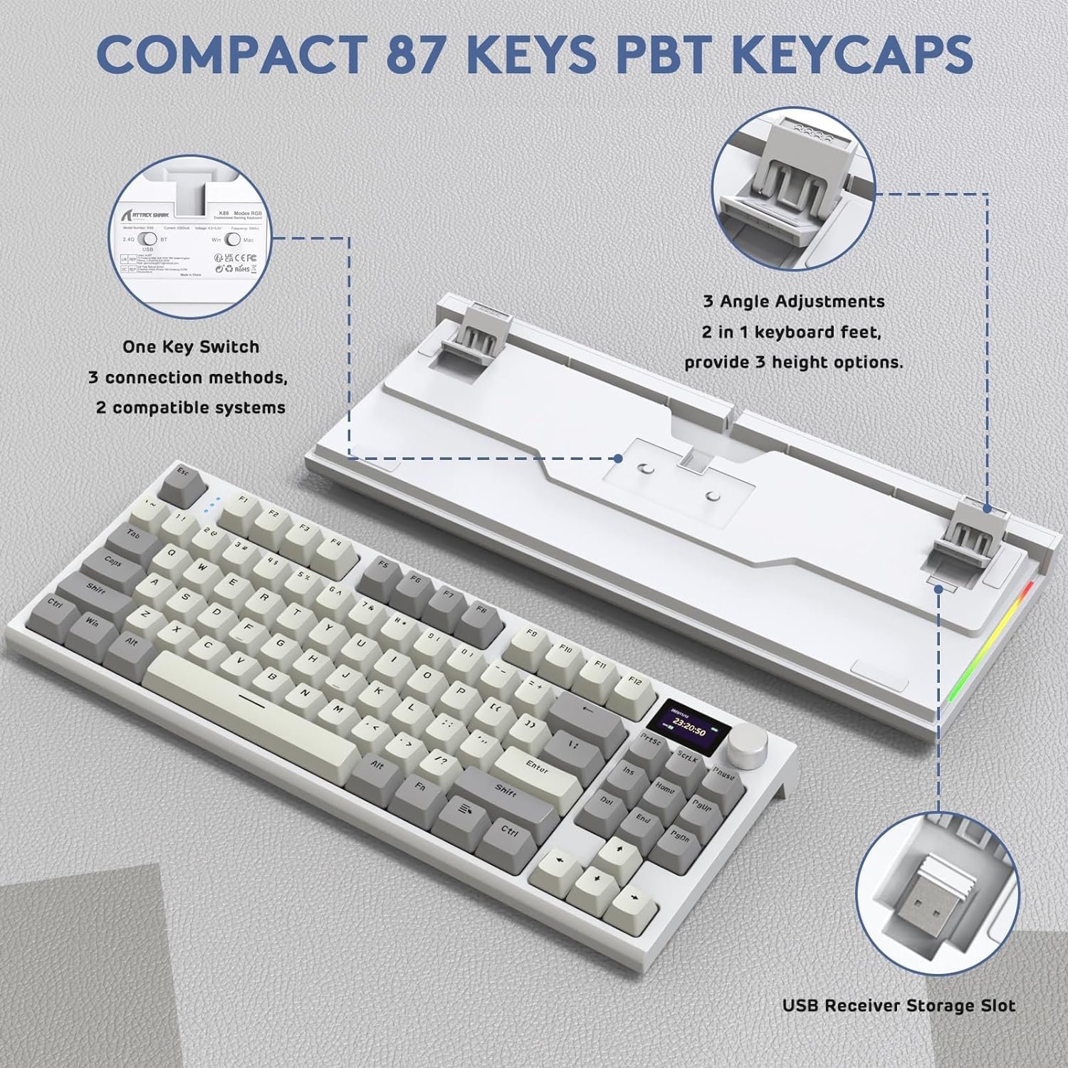 ATTACK SHARK RK86 RGB 75% Wireless Gasket Mechanical Keyboard