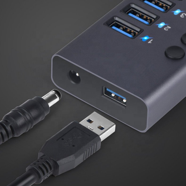 Powered USB 3.0 Hub 10 Ports USB Data Hub Splitter with Individual ON/Off Switches USB Extension for Mouse, Keyboard, Hard Drive