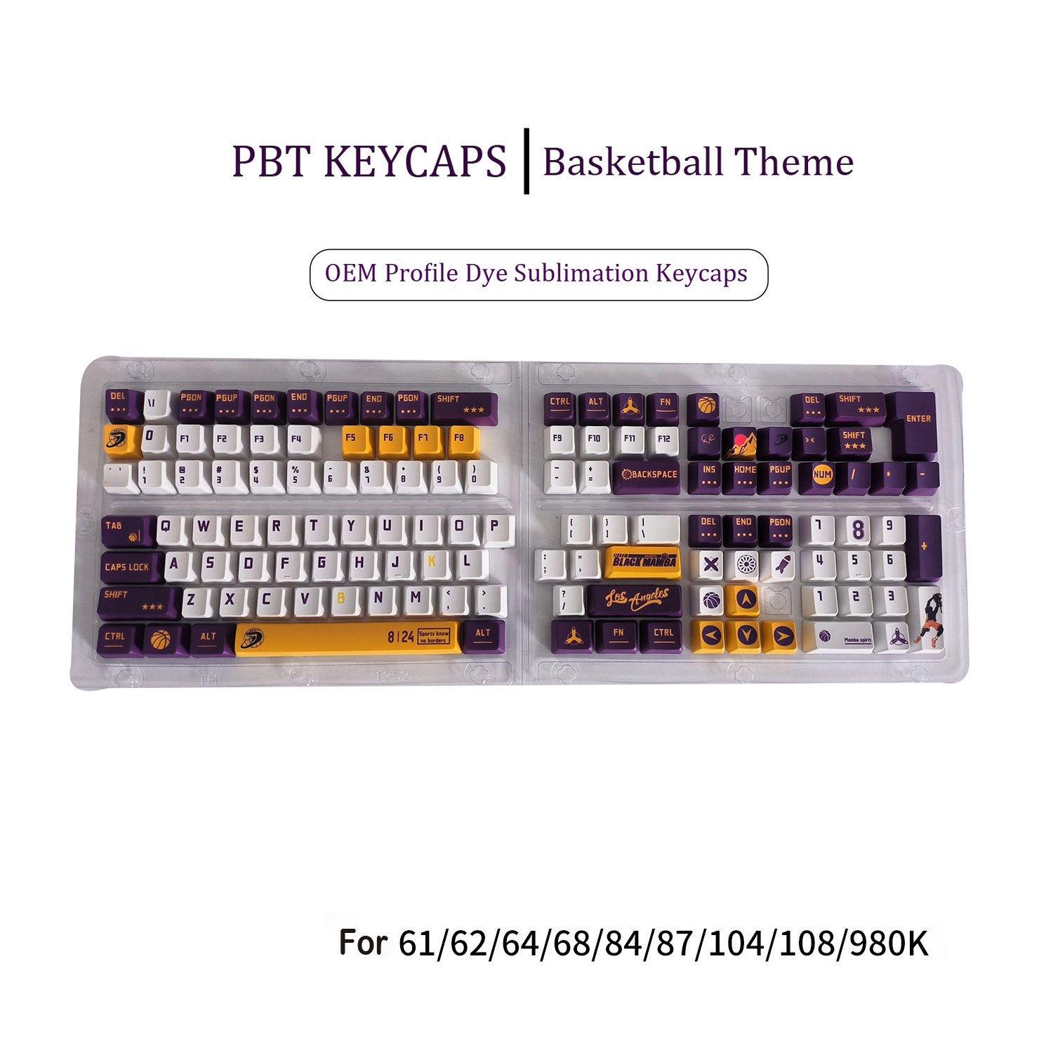 Customs Coral Theme Basketball PBT Keycaps DYE-SUB XDA OEM Profile Keycaps for Cherry Gateron MX Switches Mechanical Keyboards