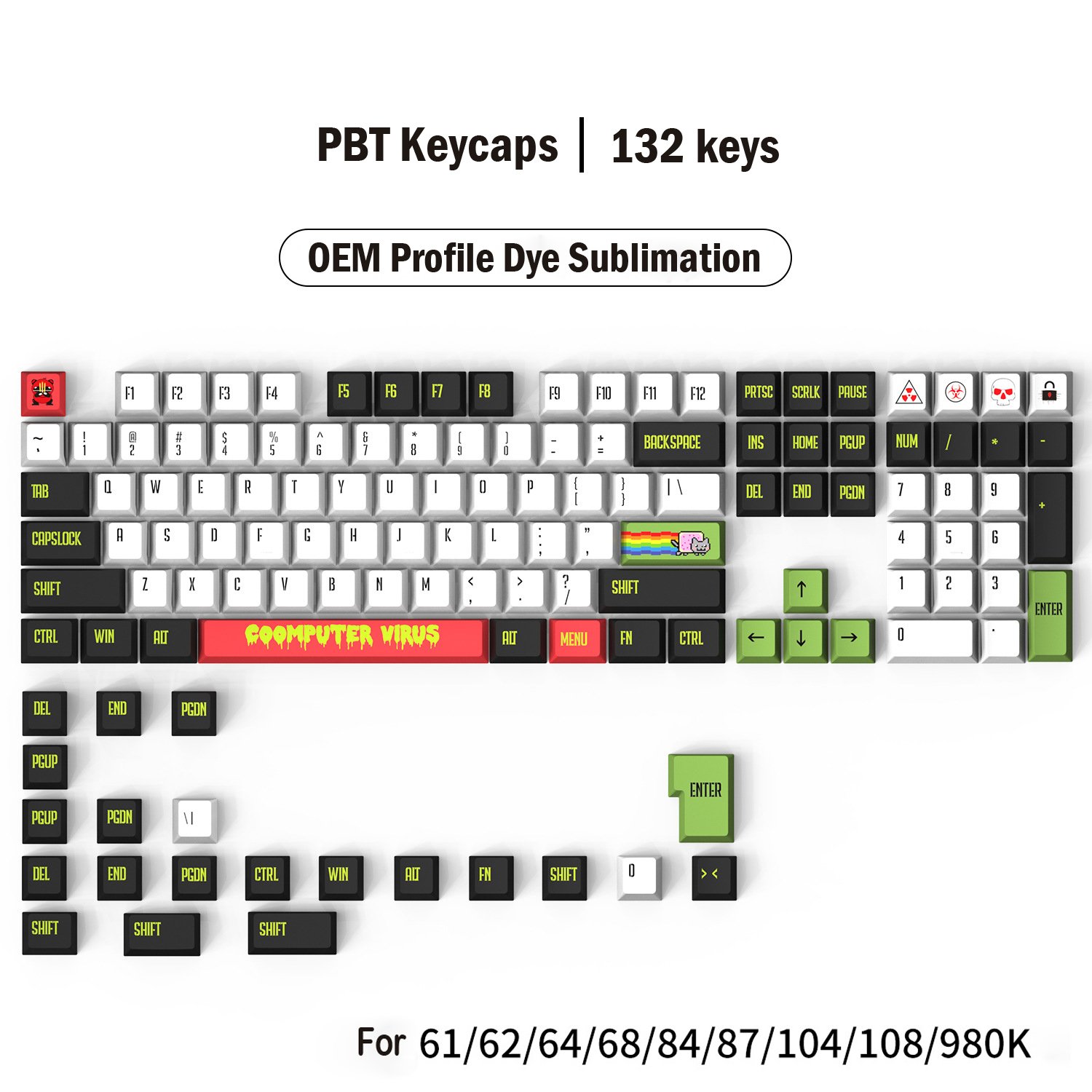 Customs Coral Theme Basketball PBT Keycaps DYE-SUB XDA OEM Profile Keycaps for Cherry Gateron MX Switches Mechanical Keyboards
