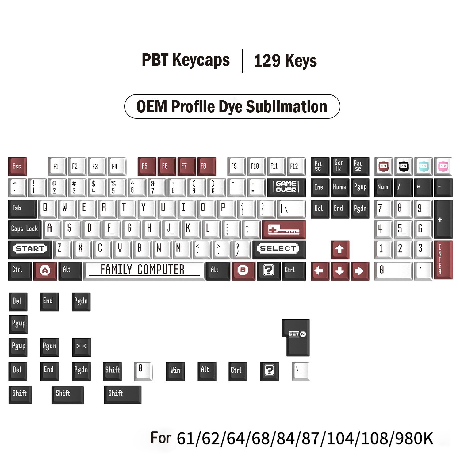 Customs Coral Theme Basketball PBT Keycaps DYE-SUB XDA OEM Profile Keycaps for Cherry Gateron MX Switches Mechanical Keyboards