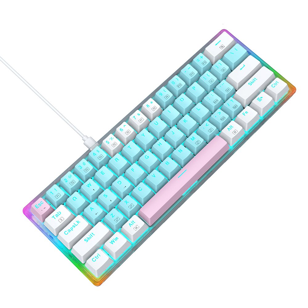 New Released 61 Keys Transparent Keyboard 60% Wired Mechanical Switches RGB USB Gaming Keyboard