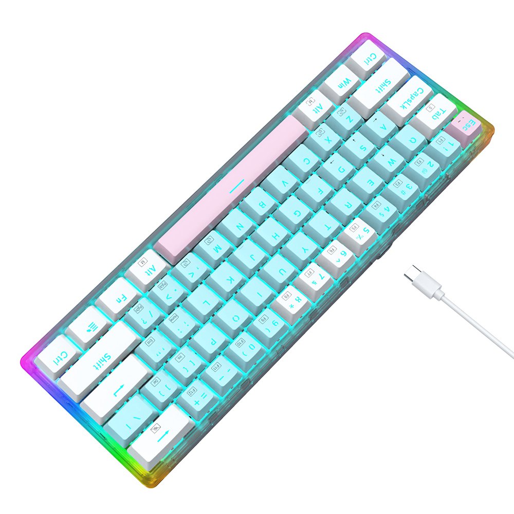 New Released 61 Keys Transparent Keyboard 60% Wired Mechanical Switches RGB USB Gaming Keyboard