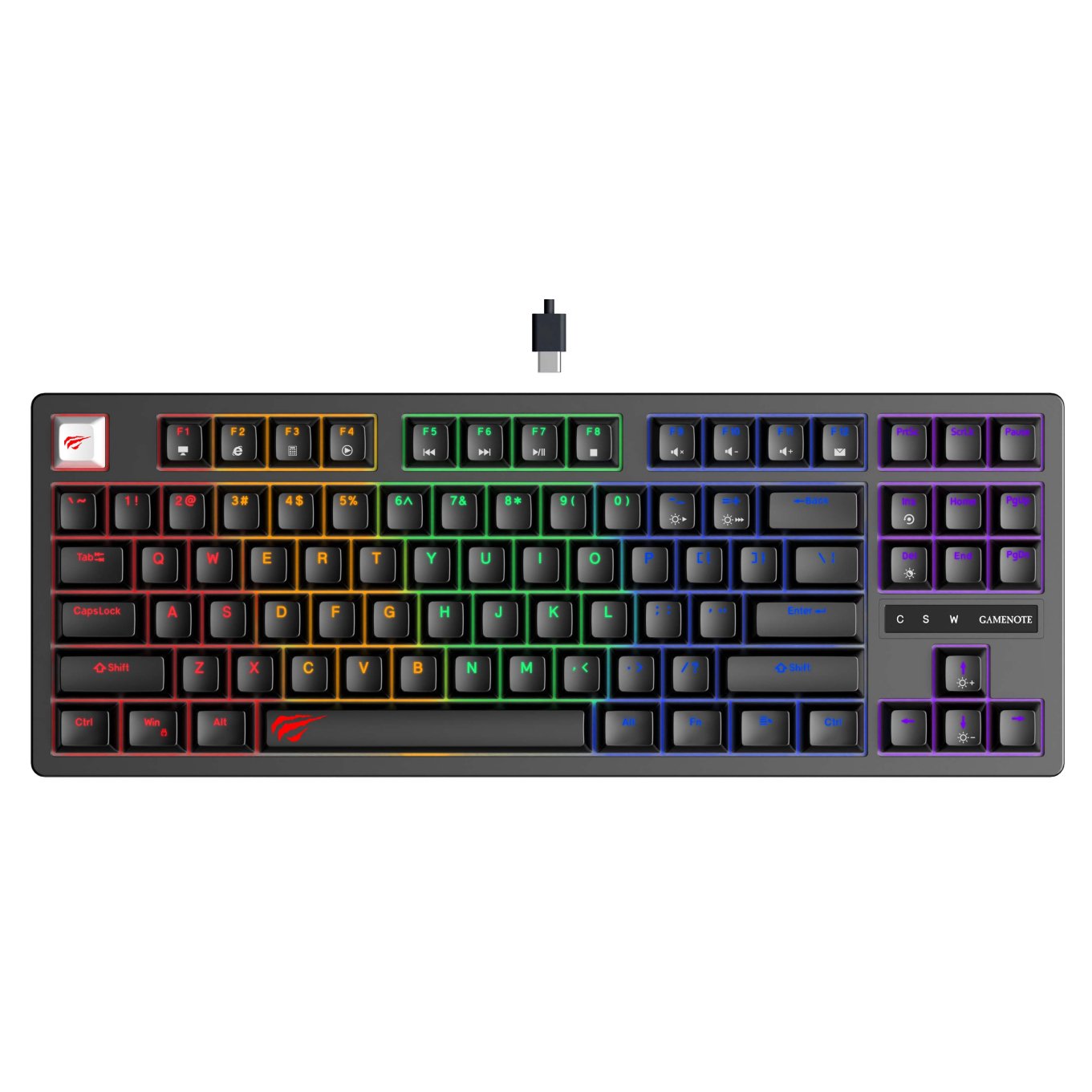 Havit KB892L 87 Keys Blue Switch RGB Backlit USB Wired Mechanical Gaming keyboard