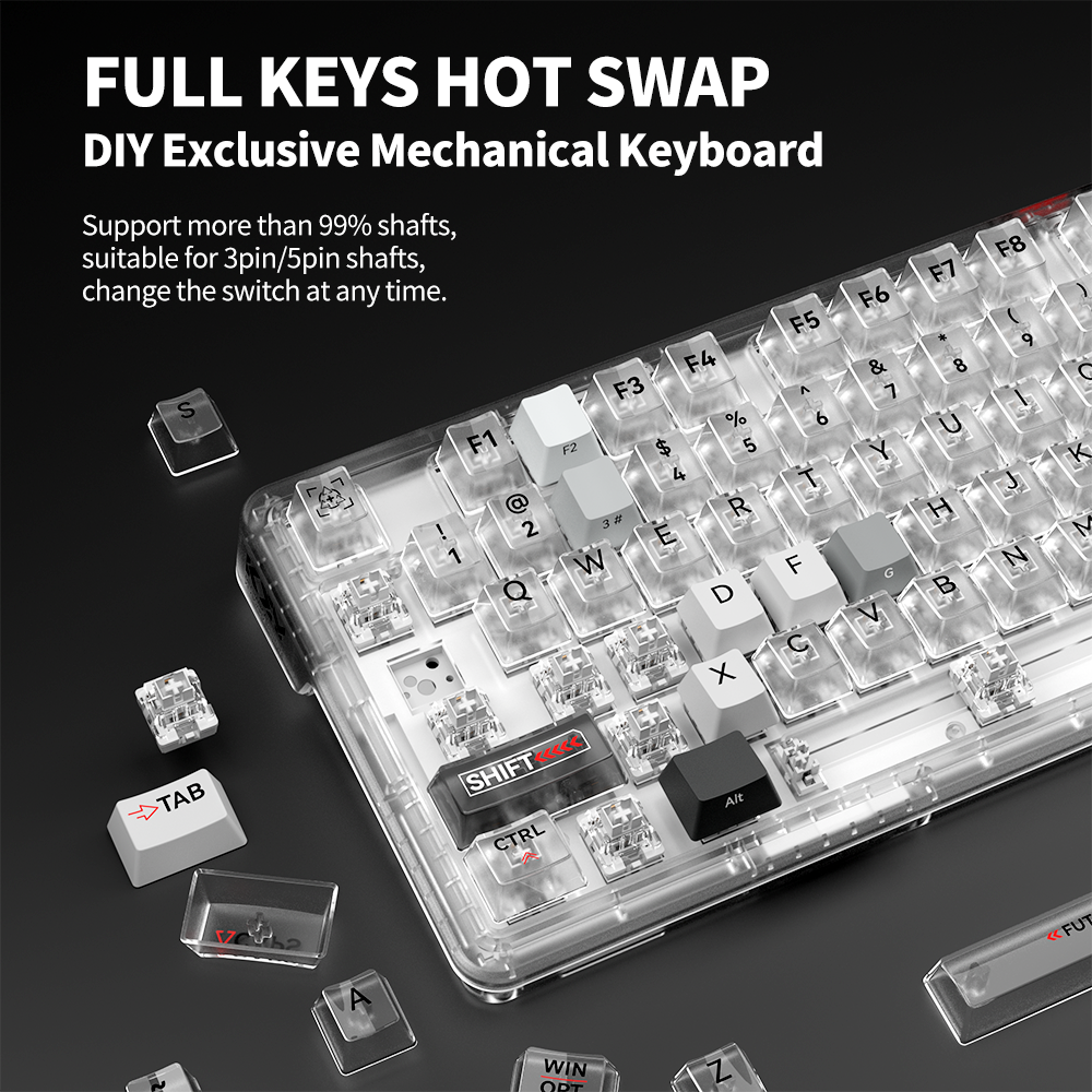 ZIFRIEND ZT82 80% TLK Custom Keyboard Kit hotswap wireless USB Gasket RGB Backlit Gaming Mechanical Keyboard PC laptop Keyboard