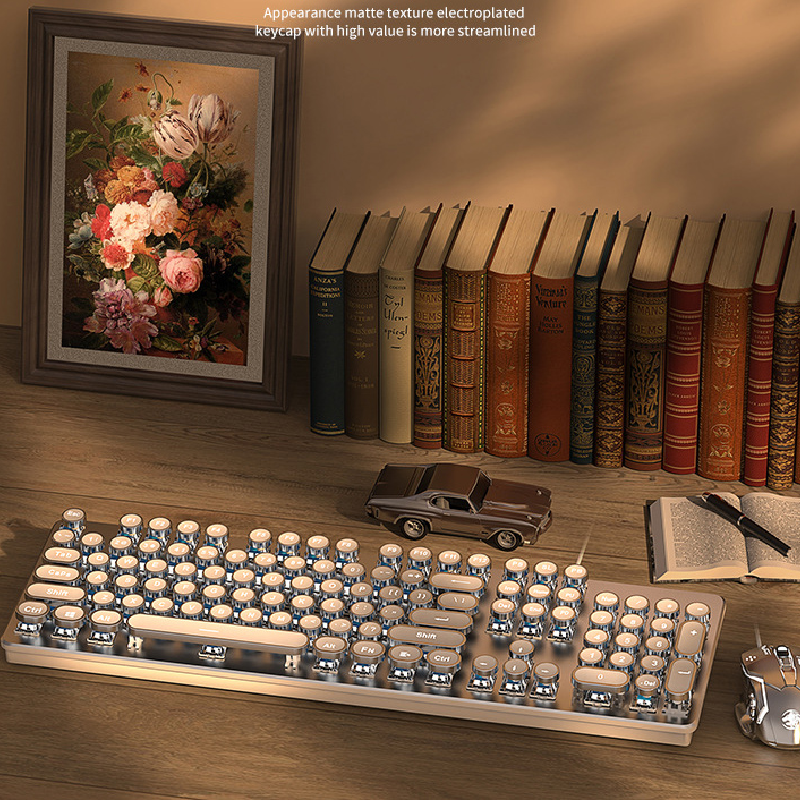Wired 108 Keys Ergonomics Water Proof Green Switch Retro Keycap Usb Keyboard Gamer Keyboard Gaming Keyboard Switches