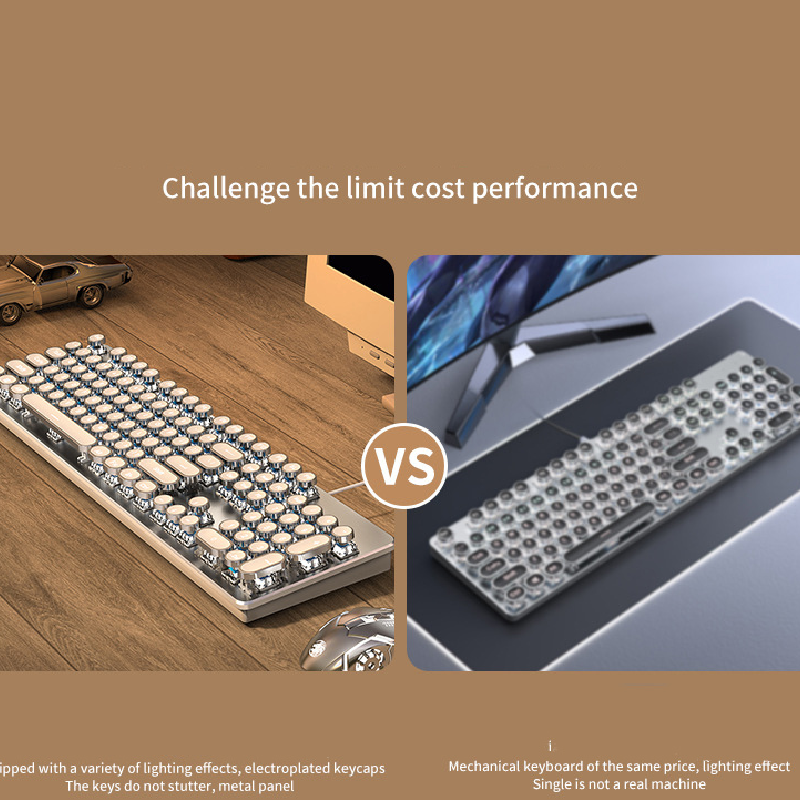 Wired 108 Keys Ergonomics Water Proof Green Switch Retro Keycap Usb Keyboard Gamer Keyboard Gaming Keyboard Switches