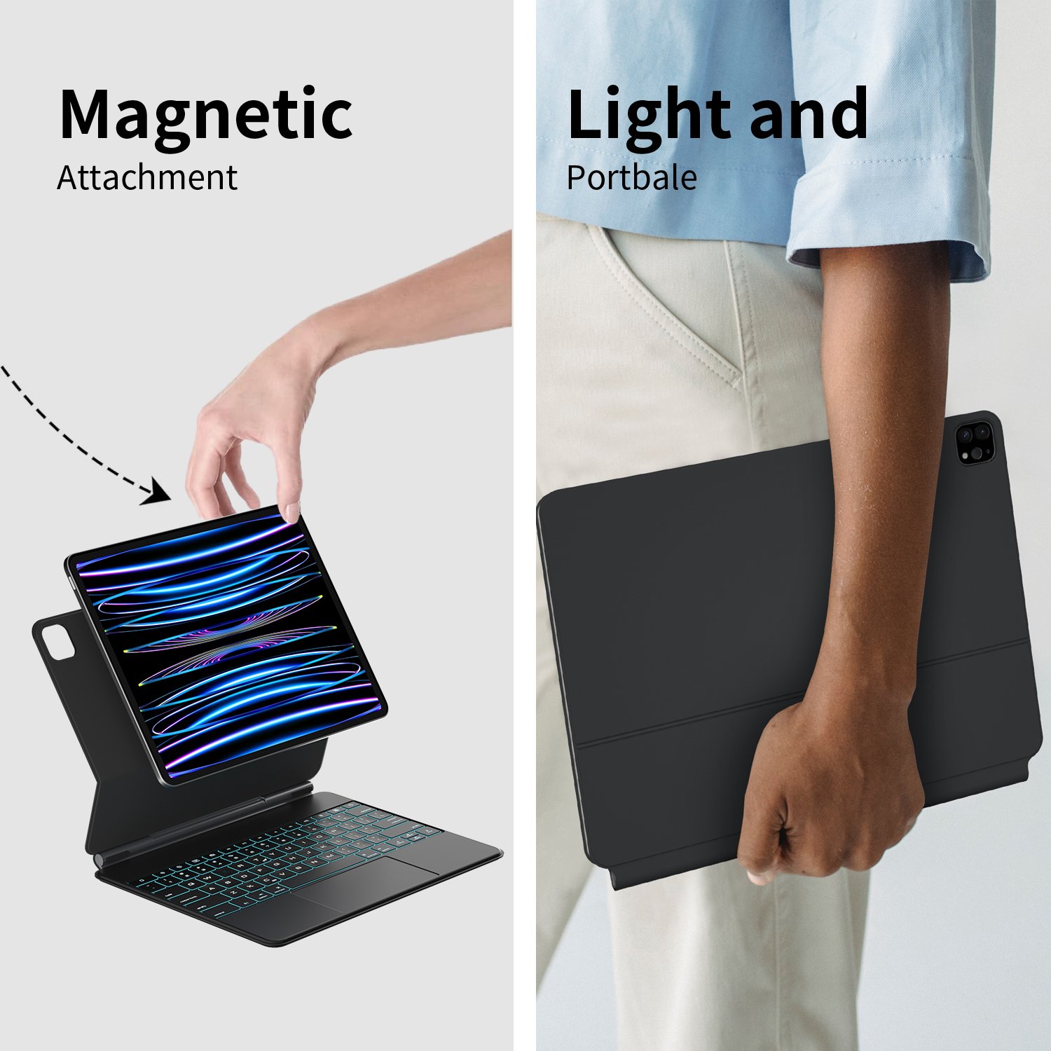 New Portable Smart Floating Wireless Magnetic Magic Keyboard Case for ipad pro 11 and ipad air4 10.9 inch for ipad 12.9