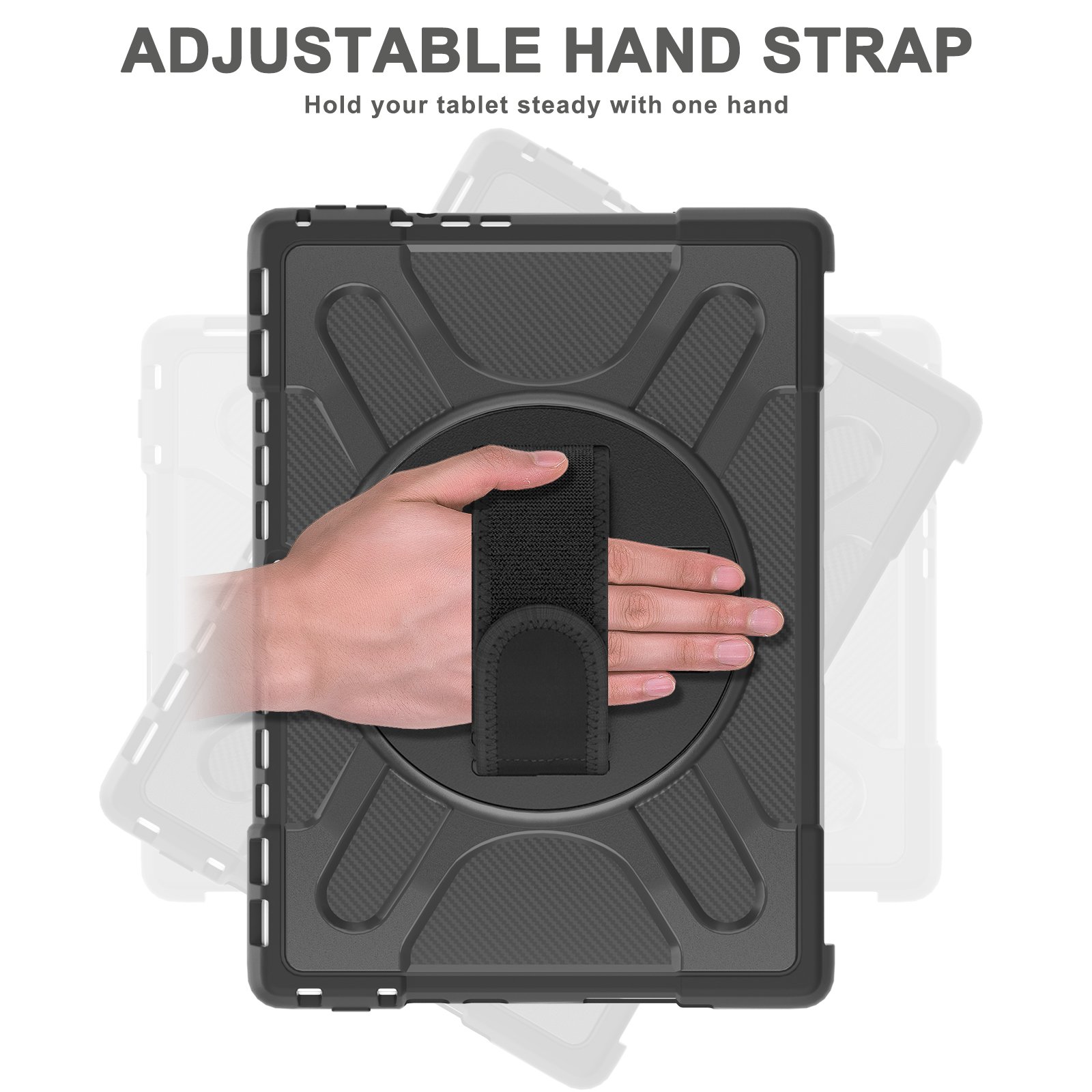 Rugged Case for Microsoft-Surface-Pro-8 13'' 2021 Cover with Rotatable Kickstand, Hand Strap Compatible with Type Cover Keyboard