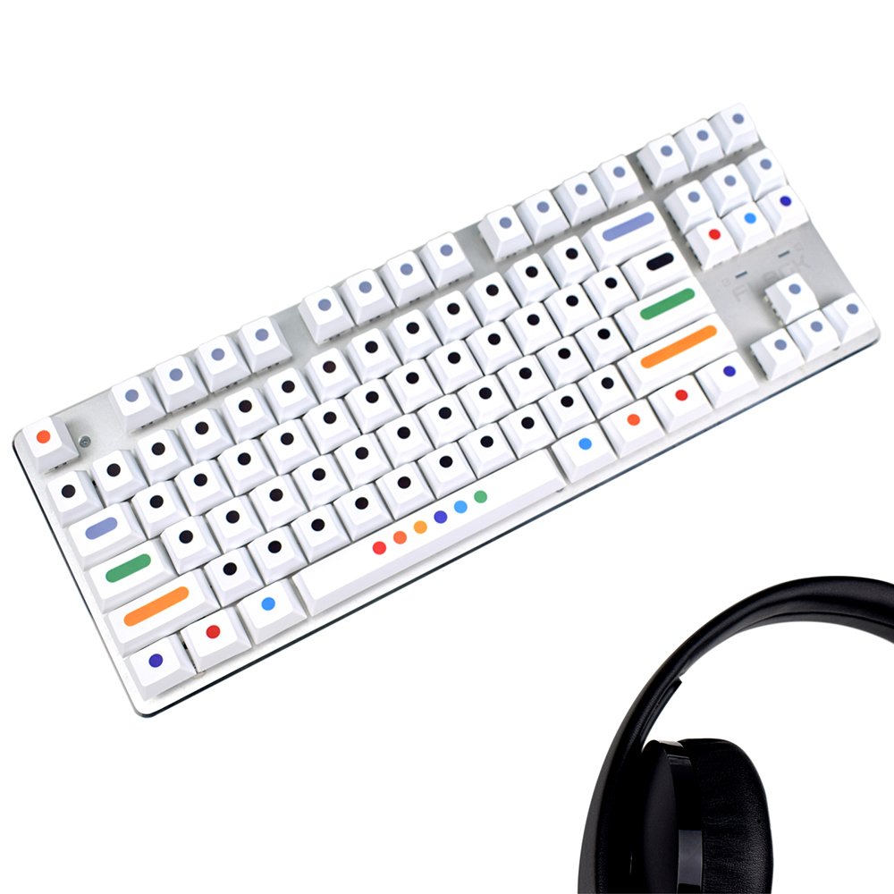 PBT KeyCaps White Colour Dots Keycaps for MX Switch Gaming Mechanical Keyboard Dye Sublimation 128 Keys/set