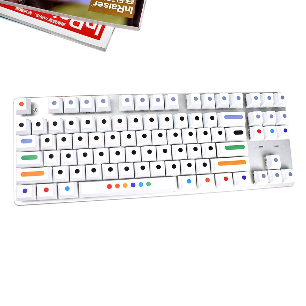 PBT KeyCaps White Colour Dots Keycaps for MX Switch Gaming Mechanical Keyboard Dye Sublimation 128 Keys/set