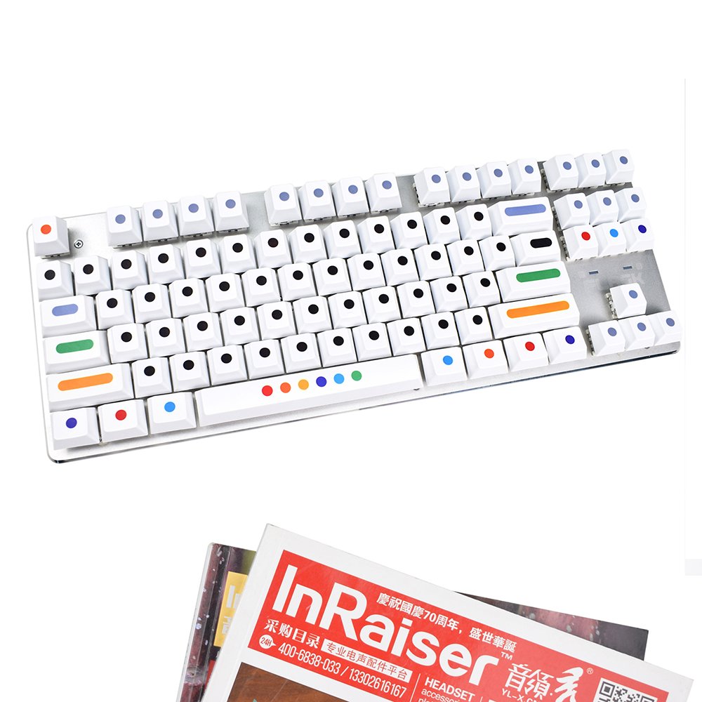 PBT KeyCaps White Colour Dots Keycaps for MX Switch Gaming Mechanical Keyboard Dye Sublimation 128 Keys/set