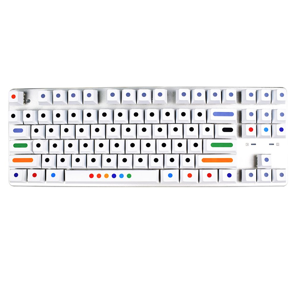 PBT KeyCaps White Colour Dots Keycaps for MX Switch Gaming Mechanical Keyboard Dye Sublimation 128 Keys/set