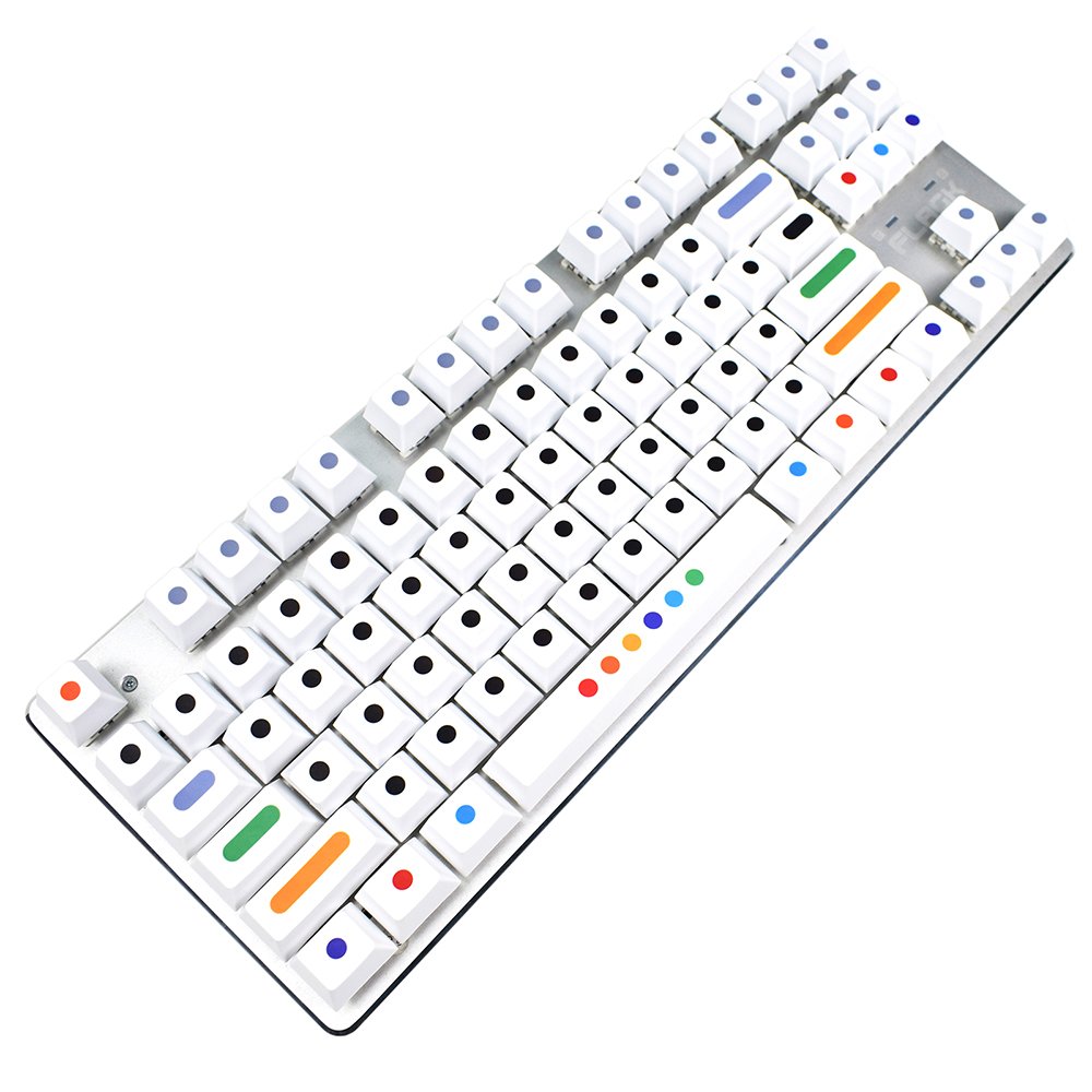 PBT KeyCaps White Colour Dots Keycaps for MX Switch Gaming Mechanical Keyboard Dye Sublimation 128 Keys/set