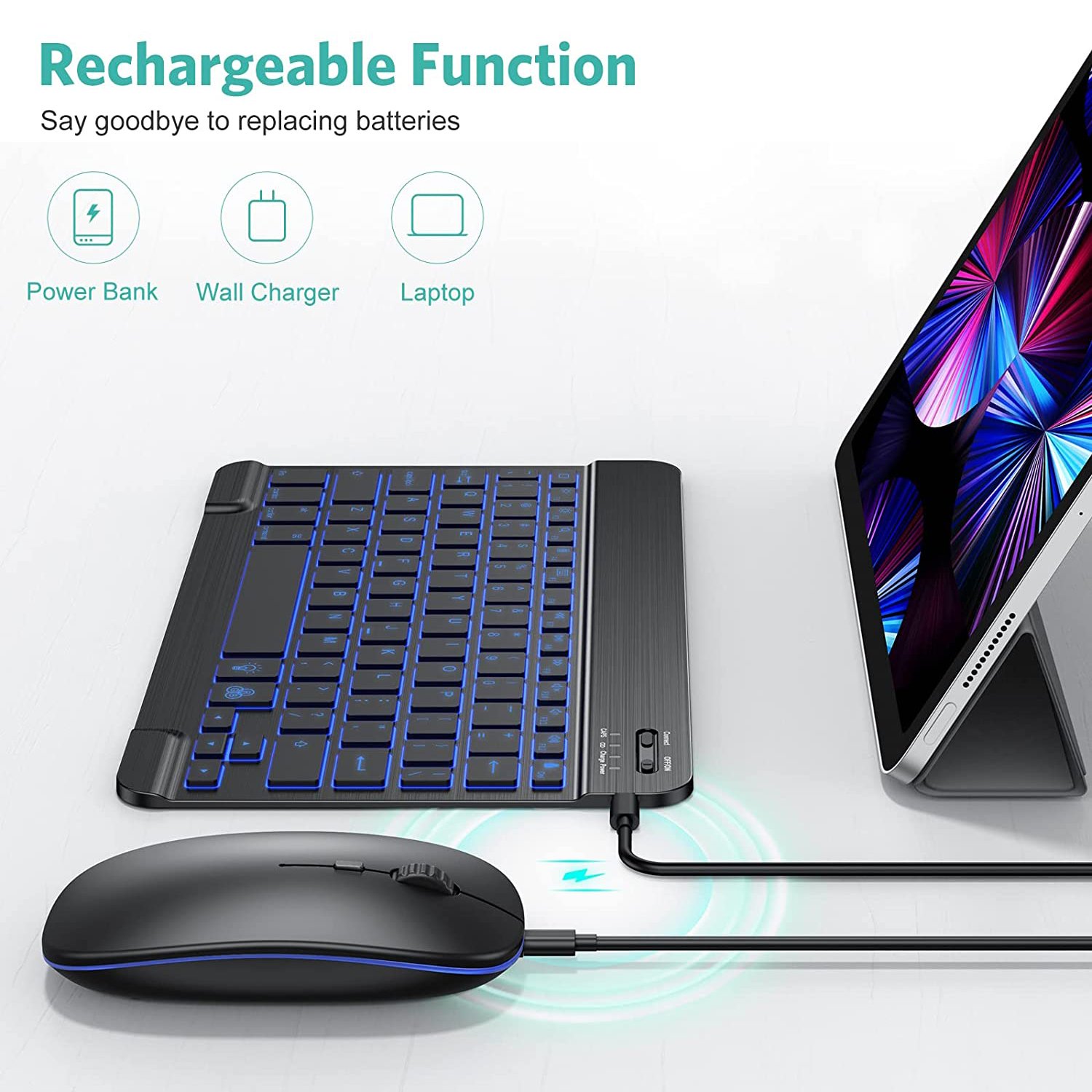 Hot Selling Scissors Switches Silent Backlit Bluetooths Keyboard Mouse Combo for iPad Tablet