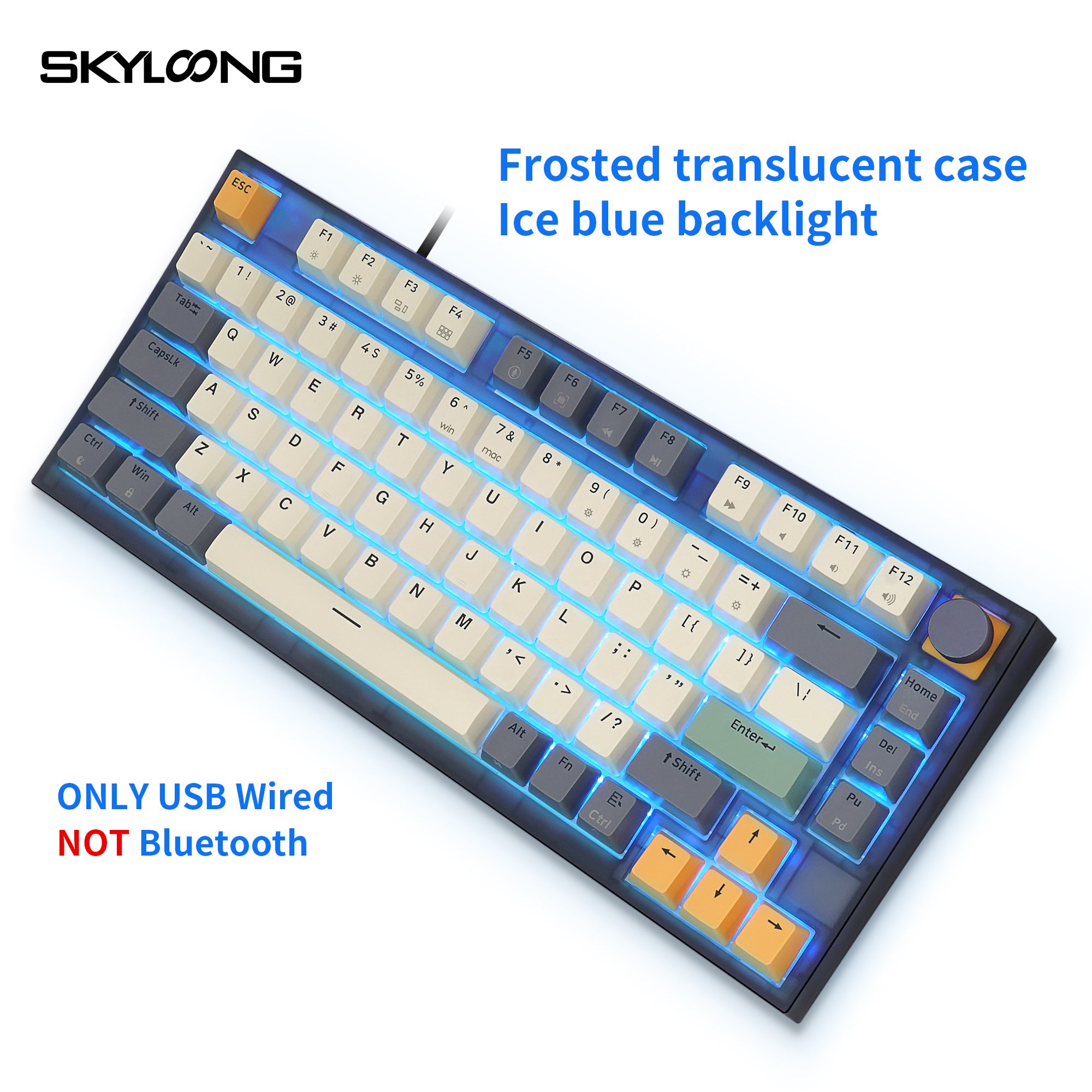 factory OEM ODM 75 keys half transparent case metal knob switch gaming mechanical keyboard optical switch sk75